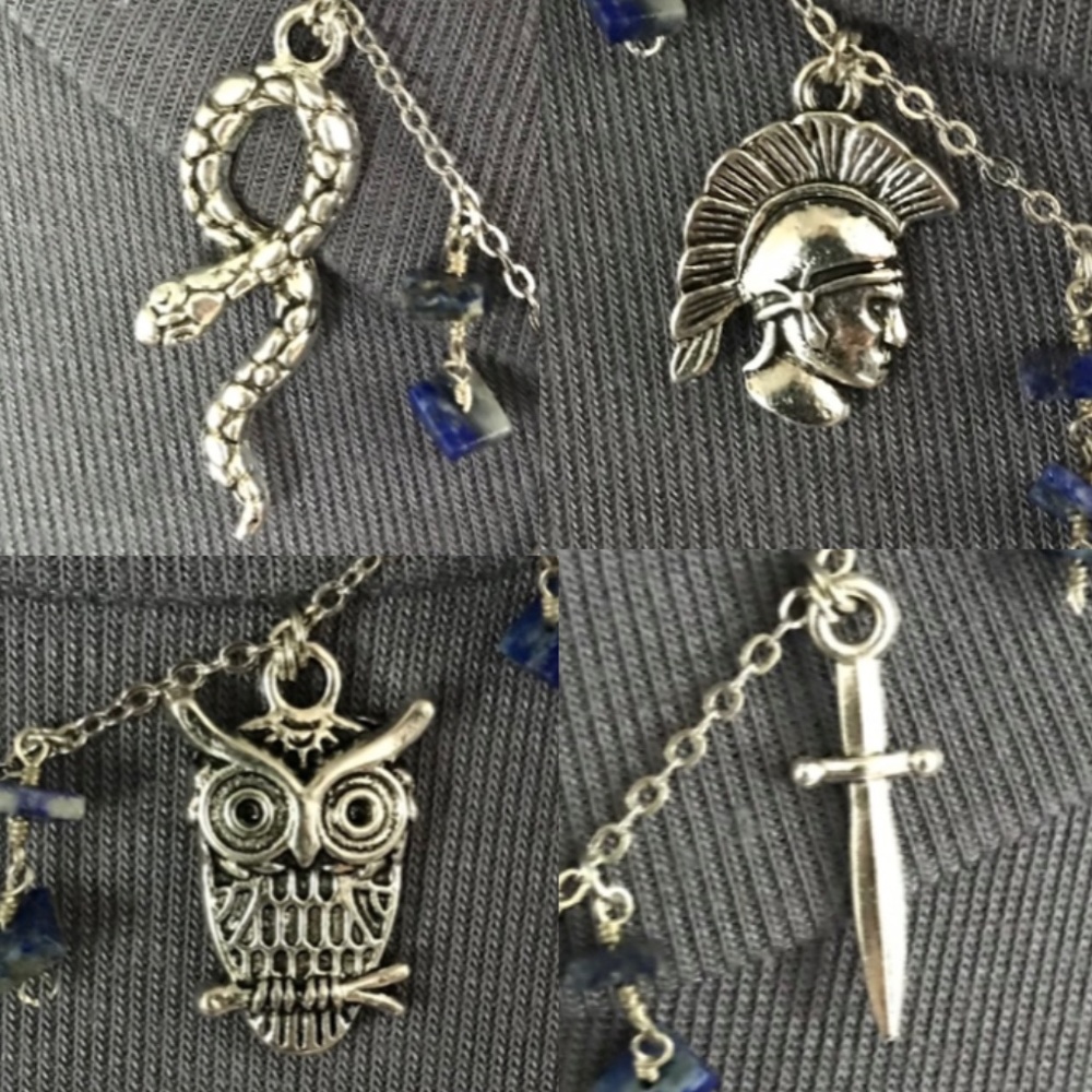 Athena Minerva Greek Roman Goddess Wisdom & War Handmade Necklace, Lapis Lazuli - Picture 5 of 15